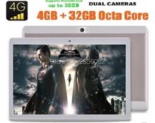 Nuevo Diseño de Android 6.0 OS 10 pulgadas tableta 4G LTE FDD Octa Core 4 GB RAM 64 GB ROM 8.0MP 1920*1200 IPS Tabletas Embroma el Regalo 10.1 + Gfits