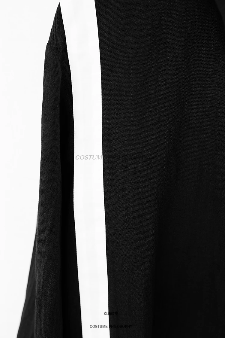 Custom big code S-5XL 2019 new male Fashion GD Hair Stylist Stitching Leisure Flax sleeve Long Sleeve Shirt
