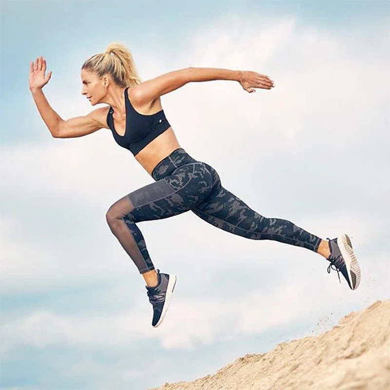 

NORMOV Fashion Mesh Patchwork Fitness Leggings Women Sexy Breathable Polyester Pocket Leggings Camouflage Push Up Pants Femme