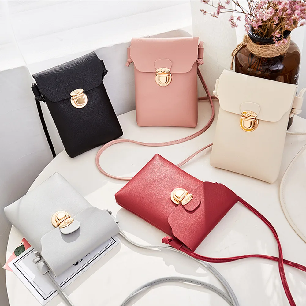 

Women Fashion Solid Cover Hasp Crossbody Bag Shoulder Bag Phone Coin Bag in buckets for Summer