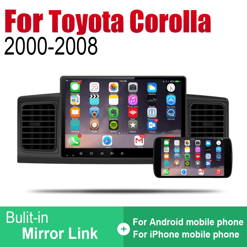 ZaiXi Android 2 Din Авто Радио для Toyota Corolla 2000~ 2008 автомобильный мультимедийный плеер gps навигационная система Радио стерео