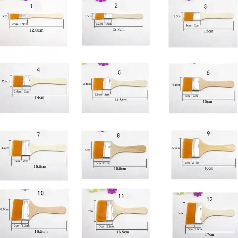 12 шт./компл. Высокое качество нейлон Мао Banshua кисть для масляной живописи, барбекю, щетка для живопись на холсте легко чистить деревянная Чистящая Щетка