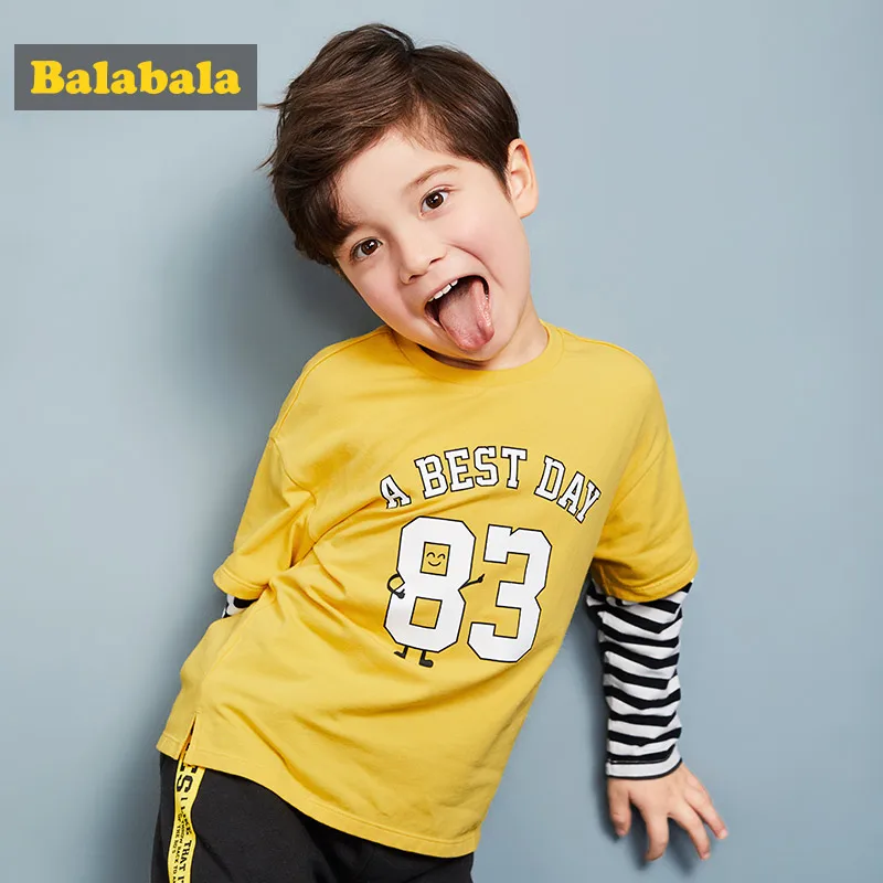Balabala children clothes T-shirt cotton spring 2018 children roundneck tshirt Leisure kids clothes boys casual letter clothing