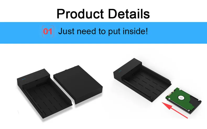 Tool free 3.5'' plastic sata hdd case power hard disk caddy USB 3.0 sata 6gbps hdd enclosures suit for 8tb sata computer hdd ssd (4)