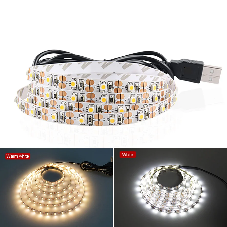 

IP20 IP65 Led Light Strip USB Waterproof 5V Diode Tape SMD2835 Stripe White/Warm White Led Ribbon Decor TV Background Lighting