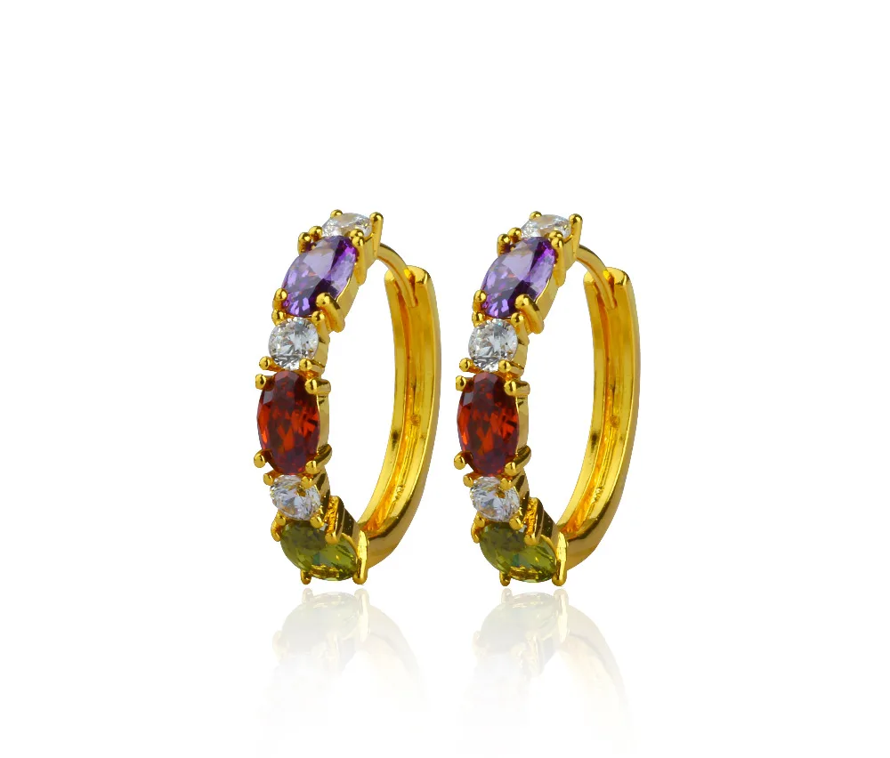 Fashion Hoop Gold Color Earrings For Women High Quality Jewelry Color