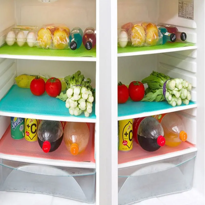 

4 PCs/set Refrigerator Pad Antibacterial Antifouling Mildew Moisture Tailorable Pad Refrigerator Mats Fridge Waterproof