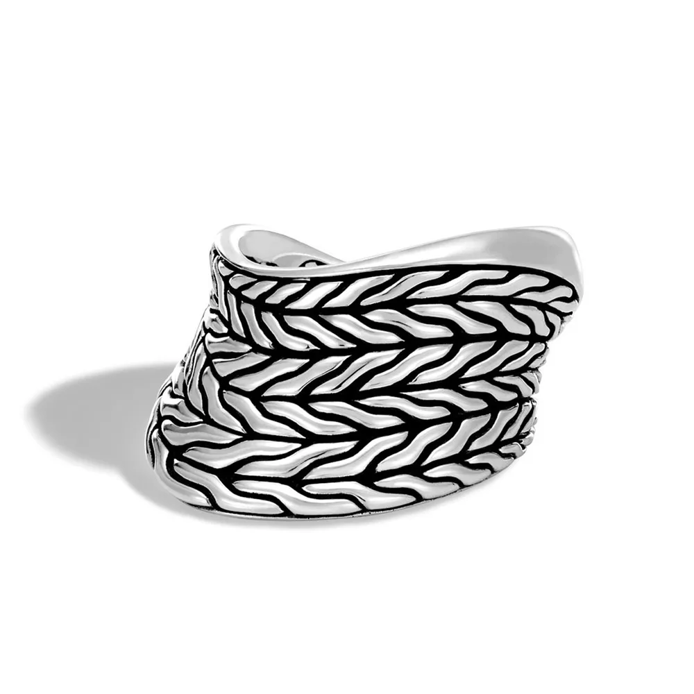 

Huitan New Design Wide Band Ring with Irregular Wave Style Fashion Punk Rock Jewelry Cocktail Party Rings for Girls Size 6-10