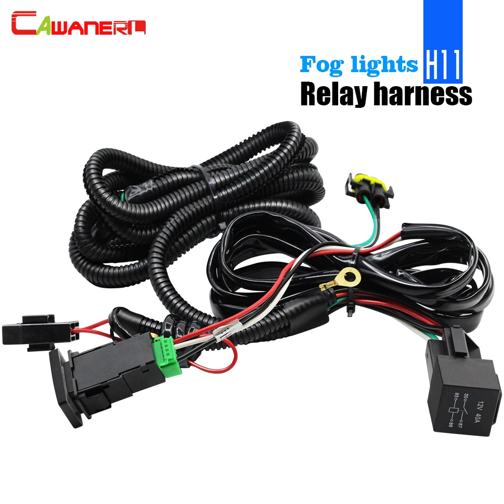 

Cawanerl Fog Light Wiring Harness H11 Socket Wire + Switch LED indicator AT Relay For Dacia Mitsubishi Land Rover Jaguar Lincoln