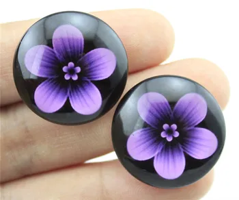 

10pcs 25mm 20mm Purple Flower Photo Pattern Domed Glass Cabochon Handmade Pendant G-0394
