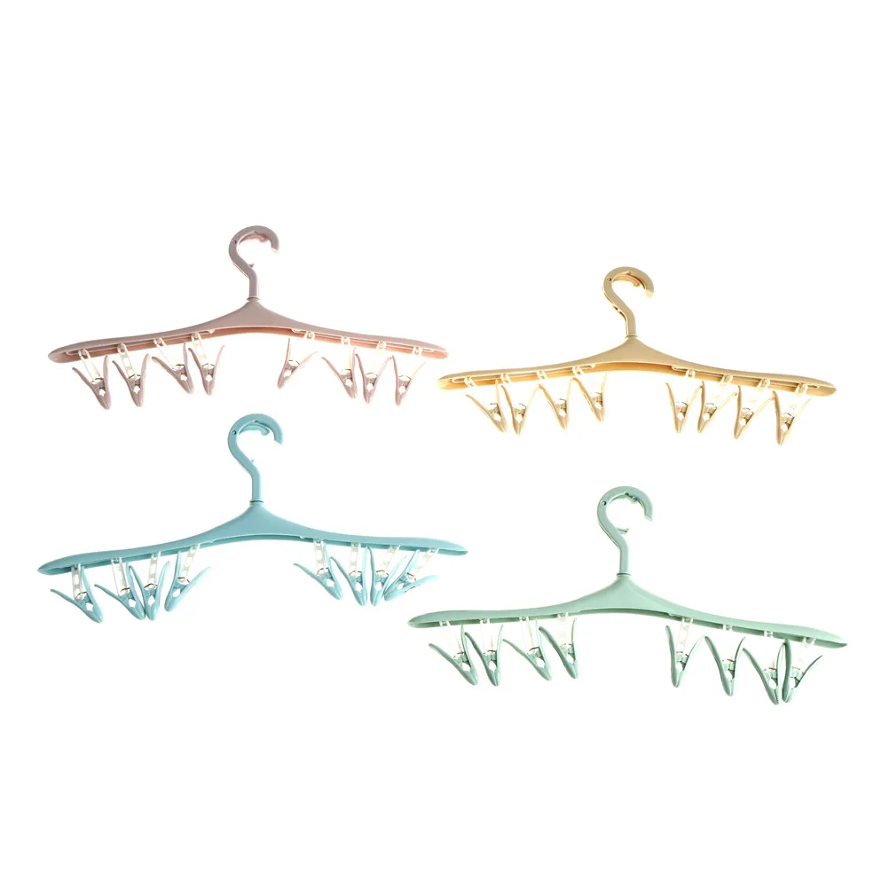 1PC Hanger Multifunction Plastic Clothes Hanger Drying Rack With 8 pins