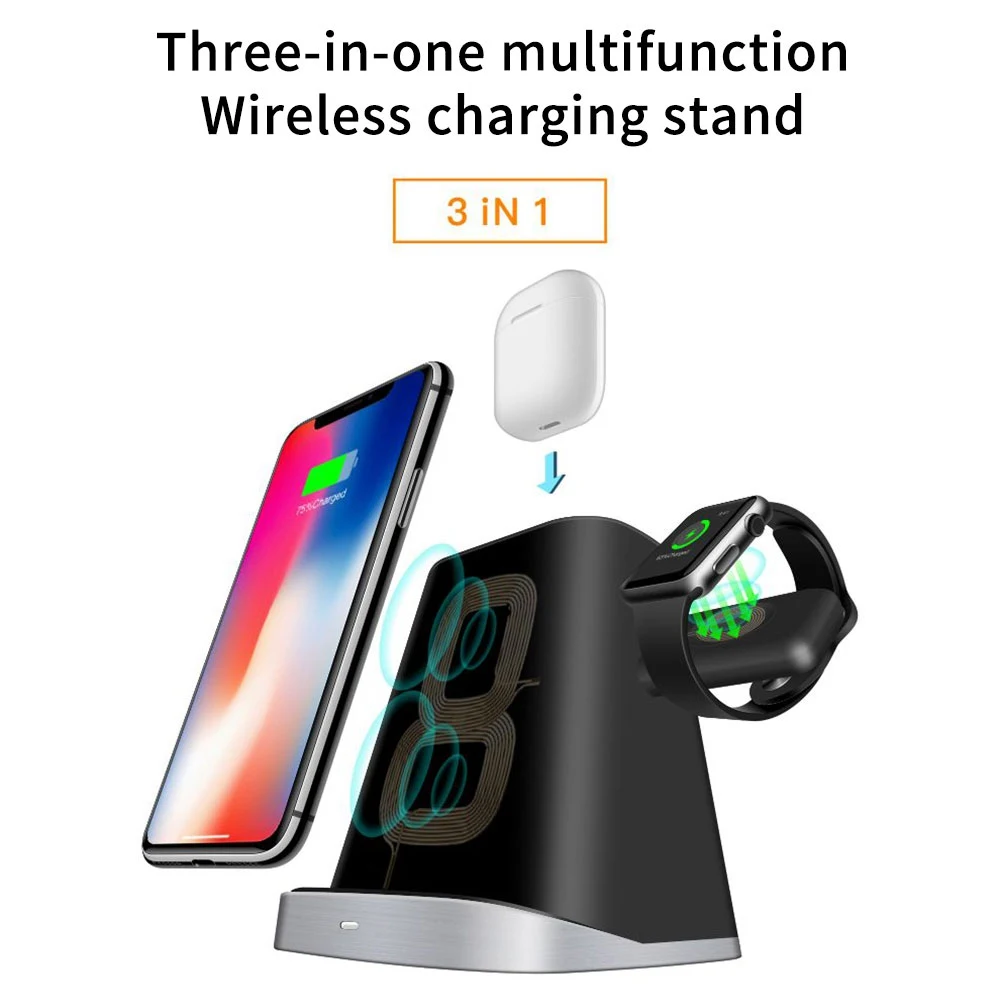 Беспроводное зарядное устройство 3 в 1 Qi для Apple watch 2 4 Airpods док станция iPhone XS Max XR X 8