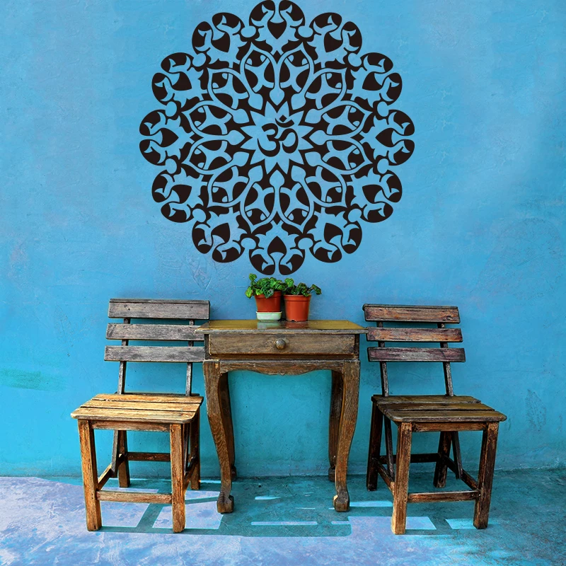 Namaste India Mandala Wall Sticker Living Room Yoga Art Datura Lotus Om Symnol Flower Mehndi Wall Decal Bed Room Vinyl Decor