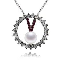 SNH 100% 925 sterling silver real freshwater pearl pendant necklace 5mm AAA pure spherical pearl pendant jewellery