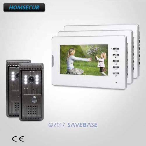 

HOMSECUR Color 7inch Wired Video Door Intercom System Electric Lock Supported for Home Security 2V3