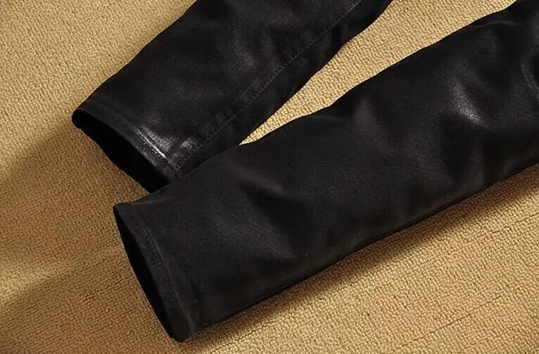 Wax Coated Biker Denim Jeans Slim fit 8