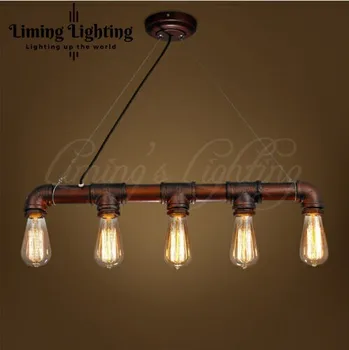

LOFT VINTAGE Edison Iron Personalized Bar Lighting Counter Lamps Vintage Pendant Lights Water Pipe Lamp 5pcs E27 bulbs 110V-240V