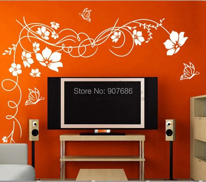 110x150cm Beautiful Flower Vinyl Wall Paper Decal Art Sticker Free