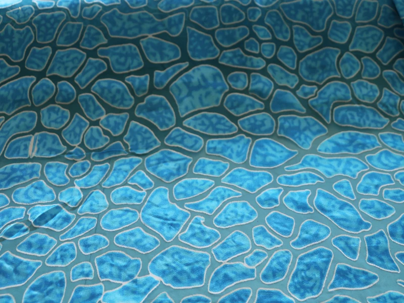 3d выгорание шелковая ткань Голубое озеро Геометрические жаккардовые шелковые вечерние платья марли 100 см* 110 см