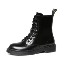 

Prowow 2018 Genuine leather women martin boots winter warm shoes feminina female motorcycle ankle fashion boots women