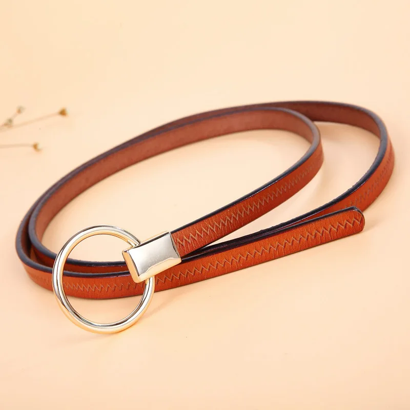 

Genuine Leather Casual All-match Women Brief Leather Belt New Women's Strap Women's Round Buckle Belt High Quality