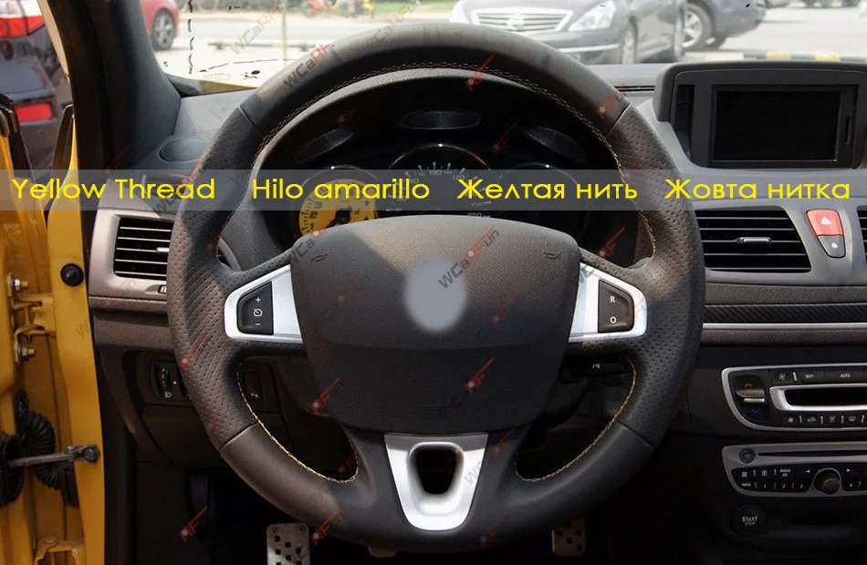 WCaRFun черная искусственная кожа чехол на руль для Renault Megane 3 2009- Fluence ZE 2009- Scenic 2010