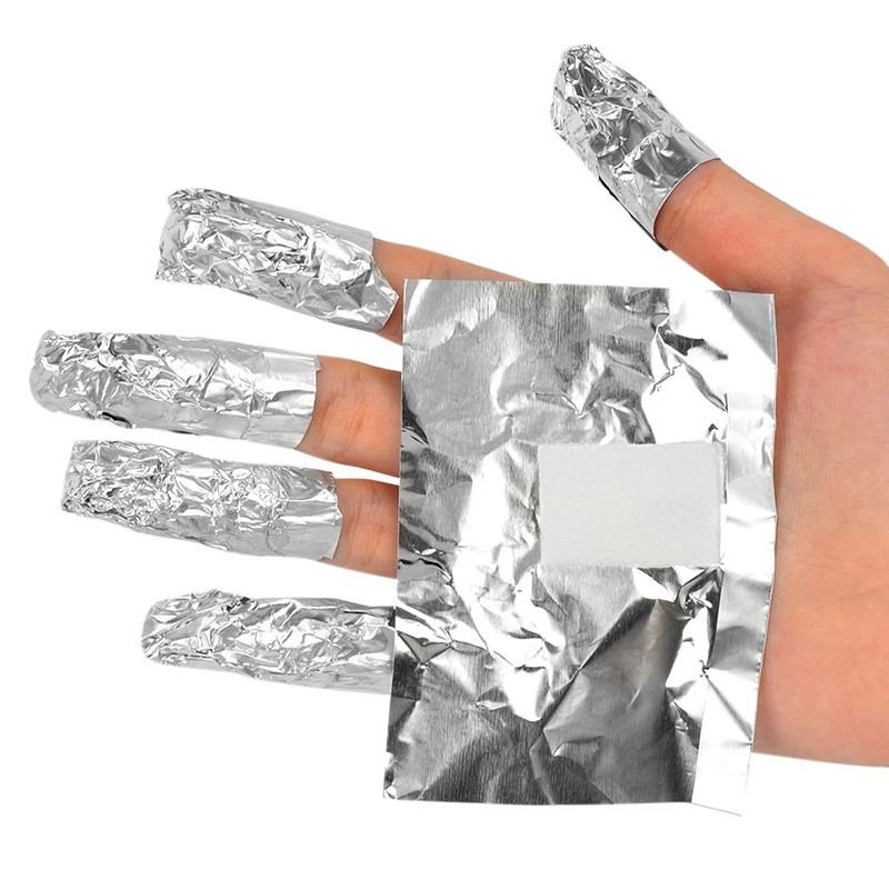 ELECOOL 100Pcs /Pack Aluminum Foil Nail Art Soak Off Acrylic Gel Polish Nail Removal Wraps Beauty Makeup Tool with cotton pad