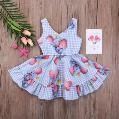 

1-6Years Kids Baby Girls Clothing Dresses Princess Animal Dumbo Dress Sleeveless kid Girl Flouncing Sundress