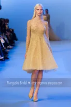 2016 Elie Saab Design Abendkleid Voller Kristall Perlen Luxus Kurze Kleider Cocktail Party Heißer Verkauf Robe De Soiree MY1019-15