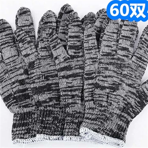 ITAX-9913 Cotton gloves labor protection work wear-resistant thickening antiskid auto repair - Цвет: 60 pairs