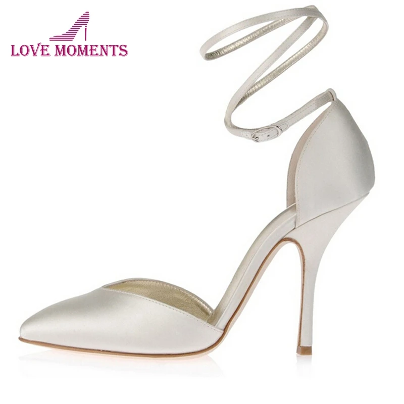 white satin pointed toe heels