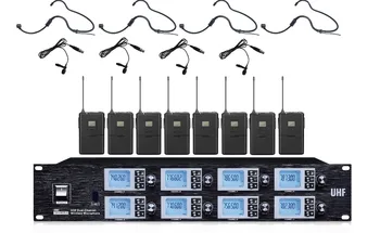 

Professional 8 Channel Wireless 4 Headsets & 4 Lavalier Microphone System