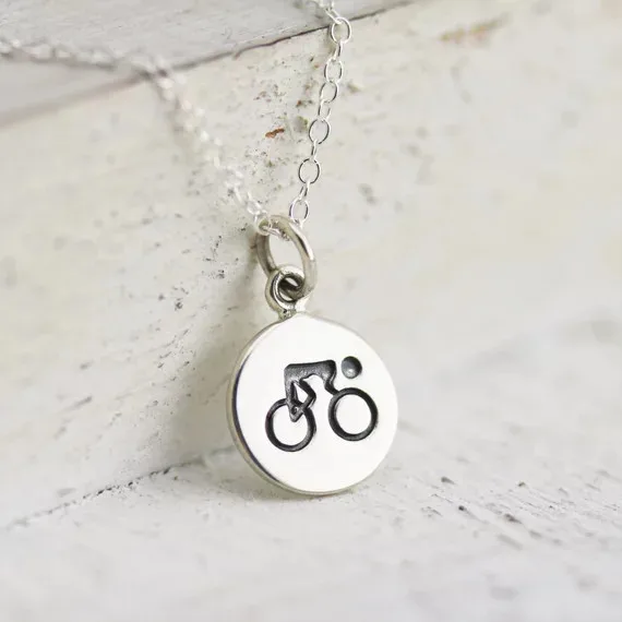 Handmade Cycling Necklace Hot Selling Sports Series Sterling Silver Bike Rider Necklaces Jewelry Gift for Friends YP3984 | Украшения и