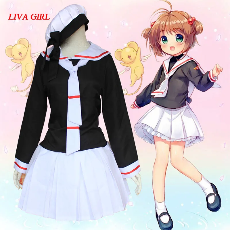 

Cardcaptor card captor Sakura Kinomoto Sakura cosplay costume japanese school uniform costume full set sailr cosplay