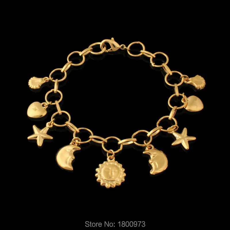 

New Trendy . Gold Color Cross cute heart Charm Bracelet Fashion Link Chain Bracelets Bangles For Women Jewelry Wholesale