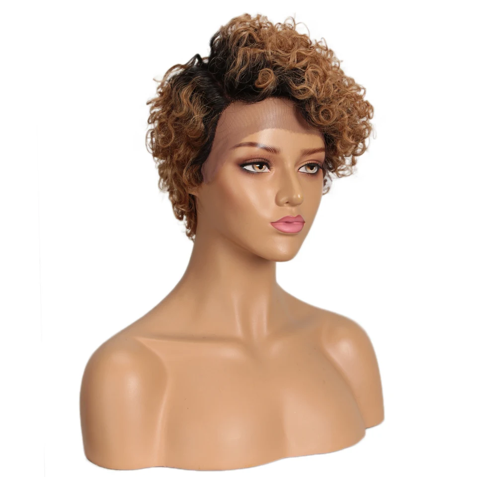 Гладкий Короткий кружевной передний парик из человеческих волос для женщин Омбре бразильский кудрявый парик из человеческих волос Remy