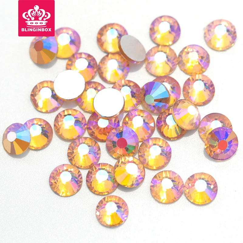 

2028 SS3-SS30 Champagne AB Non Hot Fix Rhinstone Glitters Strass Glass Crystal Flatback Nail Rhinestone for Nails Shoes F0012