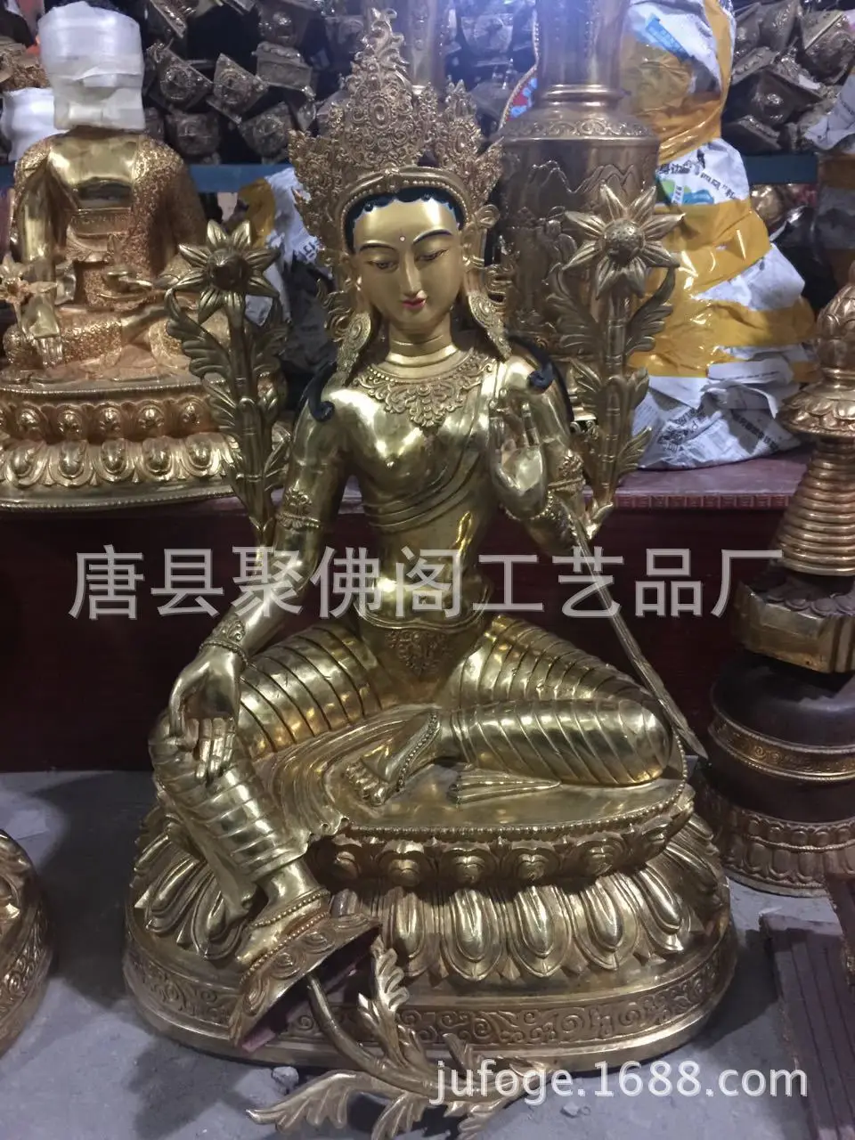 Тибетский буддийский Бронзовый зеленый Tara Godness Kwan-yin статуя Будды | Дом и сад