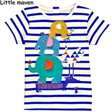 Little maven kids brand clothing 2016 new summer baby boys clothes t shirt Cotton embroidered elephant striped brand tops L099
