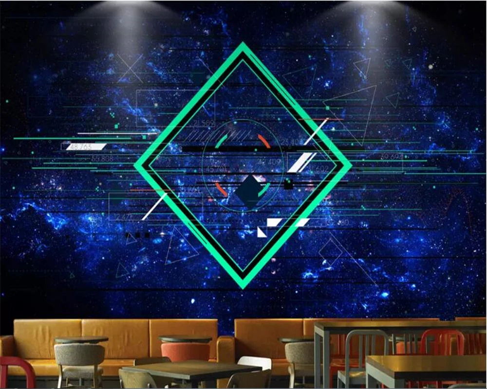 3d обои на стену наклейка абстрактный синий технический бар KTV декоративное
