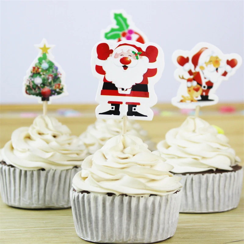 24 Pcs Christmas Tree Old Man Cake Decoration Christmas