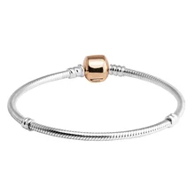 CKK розовый круглый браслет с застежкой браслет женский 925 пробы Серебряный змеиная цепочка браслеты для женщин серебро 925 ювелирные изделия