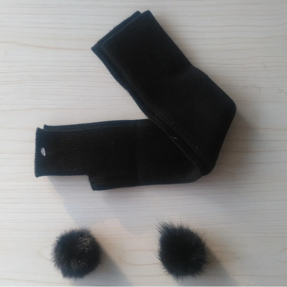 Комплект из 3 предметов; Зимняя распродажа; шерстяные перчатки без пальцев для женщин; зажимы для обуви из натурального меха норки;