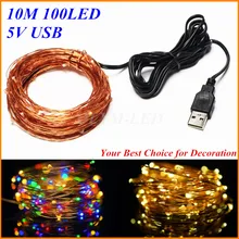 10M 33FT 100 led USB Outdoor Led Copper Wire String Lights Or Christmas Festival Wedding Party Garland Decoration Fairy Lights