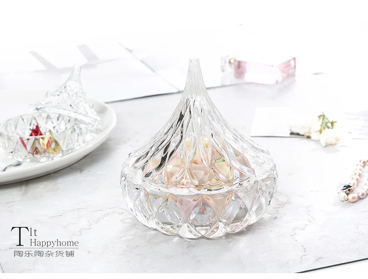 Креативный поцелуй, покрытая коробка, Кристальный бриллиант, прозрачная стеклянная коробка, мини милые сахарные банки, шкатулка с чехлом, подарочные коробки для безделушек
