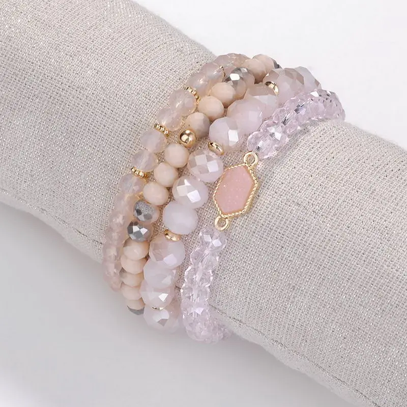 

4 PCS Natural Stone Beads Charms Oval Druzy Bangles Bracelets for Women Famous Brand Jewelry Gold Stone Cuff Bracelet Wholesale