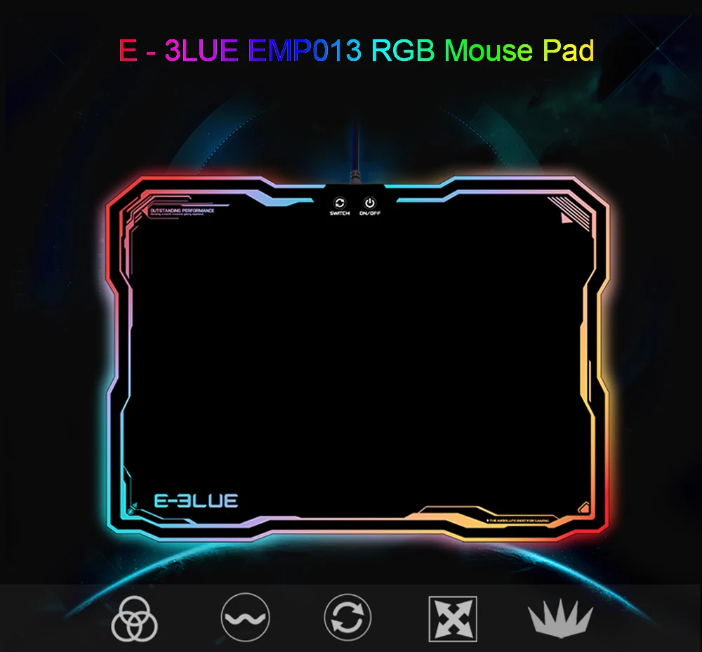 

E - 3LUE EMP013 Gaming Mouse Pad Gamer Rubber Pad Mousepad RGB Light Lighting Mice Mousepad For Computer PC Notebook Loptop
