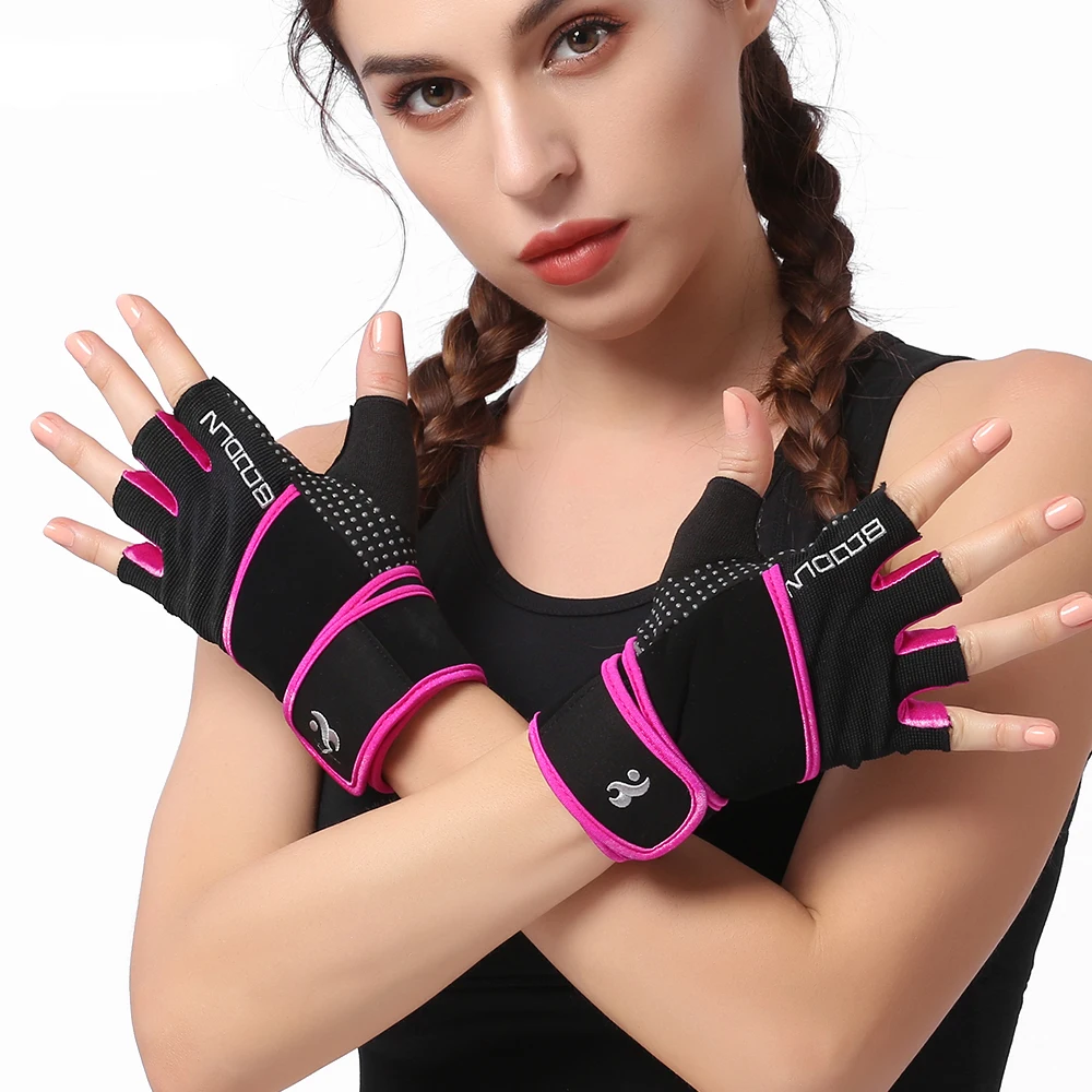 Кроссовки Для женщин Фитнес Перчатки Спорт Бодибилдинг рук Защита для ладоней Перчатки дышащие Нескользящие перчатки без пальцев