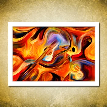 

Abstract beauty guitar music instrument DIY digital oil painting sea view decoration European style