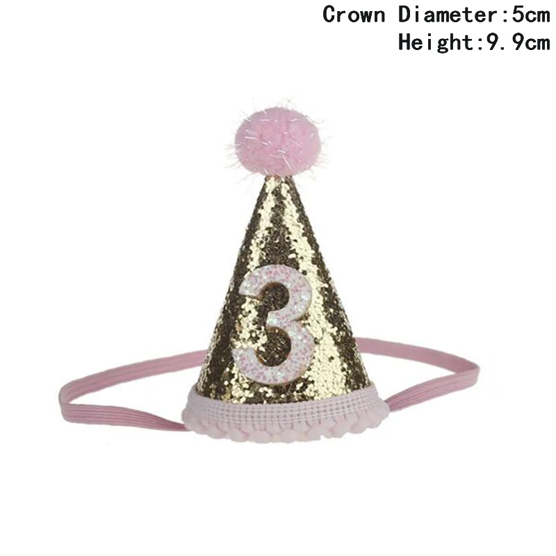 WEIGAO 1 шт. 1 2 3 шапки ко дню рождения цветок корона 1-й День рождения шапка новорожденного ребенка ободок для дня рождения 1 год День рождения украшения